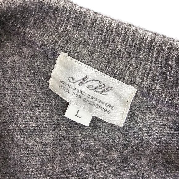 Nell Womens 100% Cashmere Button Front Cardigan, Grey Heathered, Sweater, Size L - Picture 3 of 7